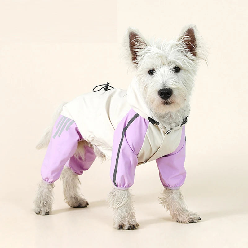 Towable Puppy Dog Raincoat Waterproof Pet Jumpsuit for Small Dogs Pomeranian Poodle Maltese Rain Coats Overalls Mascotas Clothes