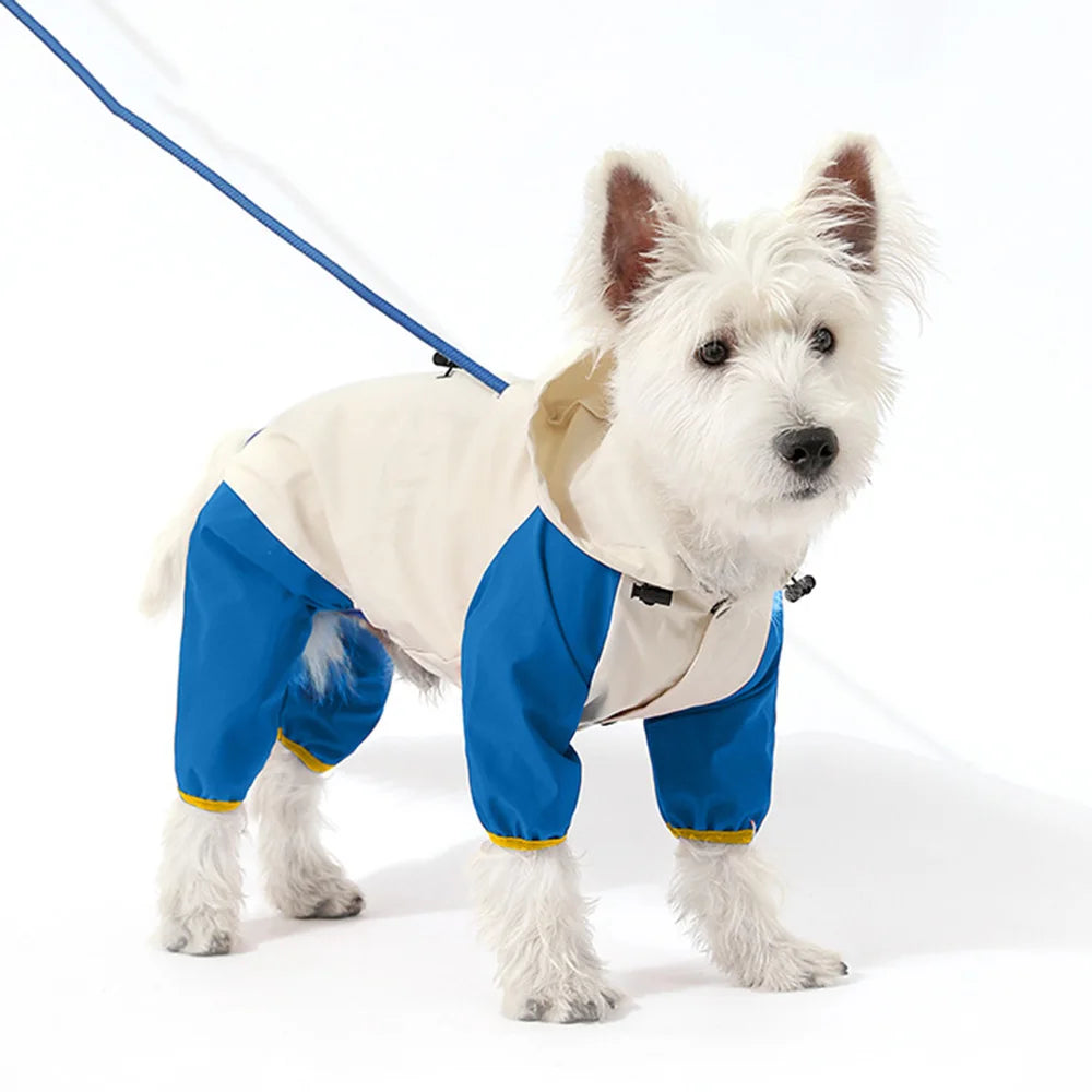 Towable Puppy Dog Raincoat Waterproof Pet Jumpsuit for Small Dogs Pomeranian Poodle Maltese Rain Coats Overalls Mascotas Clothes
