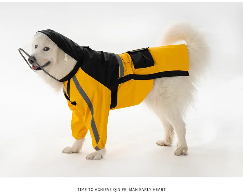 Large Reflective Poncho Dog Raincoat for Adults Waterproof Pet Clothes for Rainy Outdoor Tours Cross Border Adventures