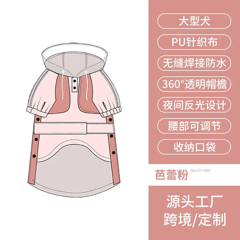 Large Reflective Poncho Dog Raincoat for Adults Waterproof Pet Clothes for Rainy Outdoor Tours Cross Border Adventures