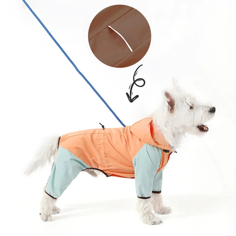 Towable Puppy Dog Raincoat Waterproof Pet Jumpsuit for Small Dogs Pomeranian Poodle Maltese Rain Coats Overalls Mascotas Clothes