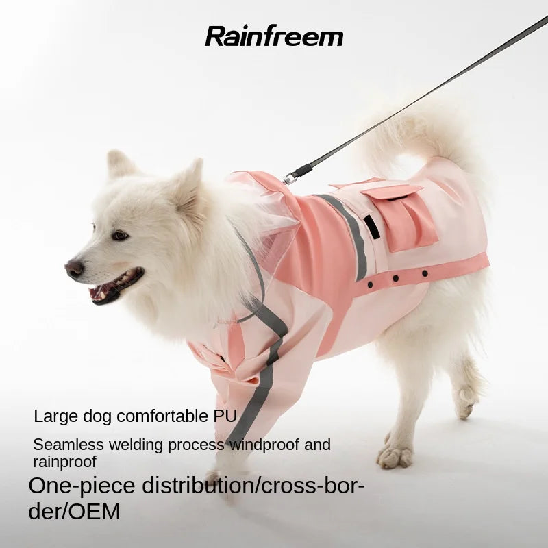 Large Reflective Poncho Dog Raincoat for Adults Waterproof Pet Clothes for Rainy Outdoor Tours Cross Border Adventures