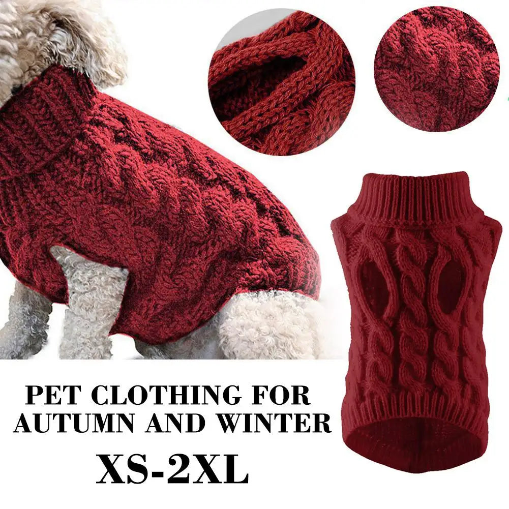 Warm Dog Sweaters Pet Clothing for Autumn and Winter Turtleneck Knitted Sphynx Kitten Puppy Pullovers Cats Mascotas Clothing