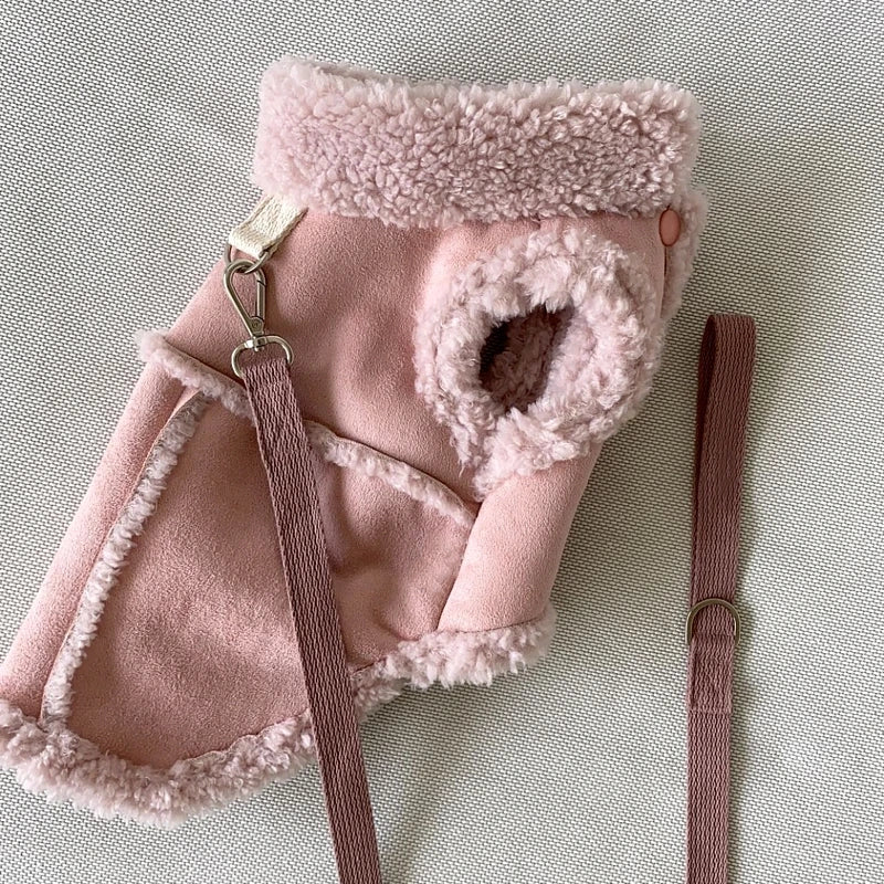 Solid Colour Dog Cotton Coat Pet Warm Winter Teddy Thickened Jacket Bichon Frise Pomeranian Tractable Split Button Shirt NO Rope