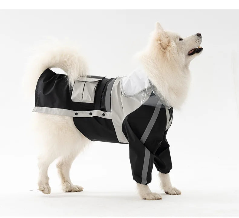 Large Reflective Poncho Dog Raincoat for Adults Waterproof Pet Clothes for Rainy Outdoor Tours Cross Border Adventures
