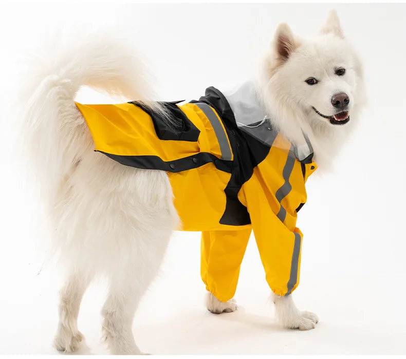 Large Reflective Poncho Dog Raincoat for Adults Waterproof Pet Clothes for Rainy Outdoor Tours Cross Border Adventures