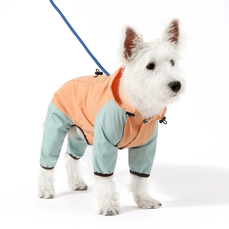 Towable Puppy Dog Raincoat Waterproof Pet Jumpsuit for Small Dogs Pomeranian Poodle Maltese Rain Coats Overalls Mascotas Clothes
