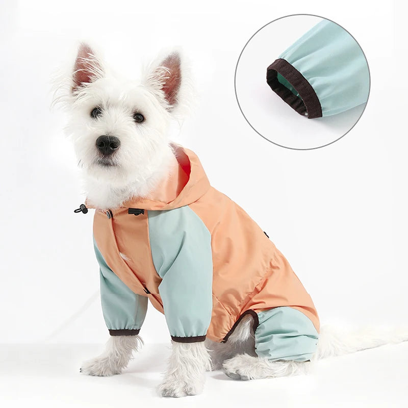 Towable Puppy Dog Raincoat Waterproof Pet Jumpsuit for Small Dogs Pomeranian Poodle Maltese Rain Coats Overalls Mascotas Clothes