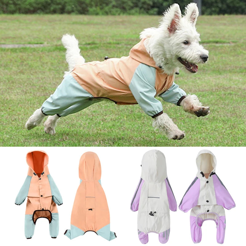 Towable Puppy Dog Raincoat Waterproof Pet Jumpsuit for Small Dogs Pomeranian Poodle Maltese Rain Coats Overalls Mascotas Clothes