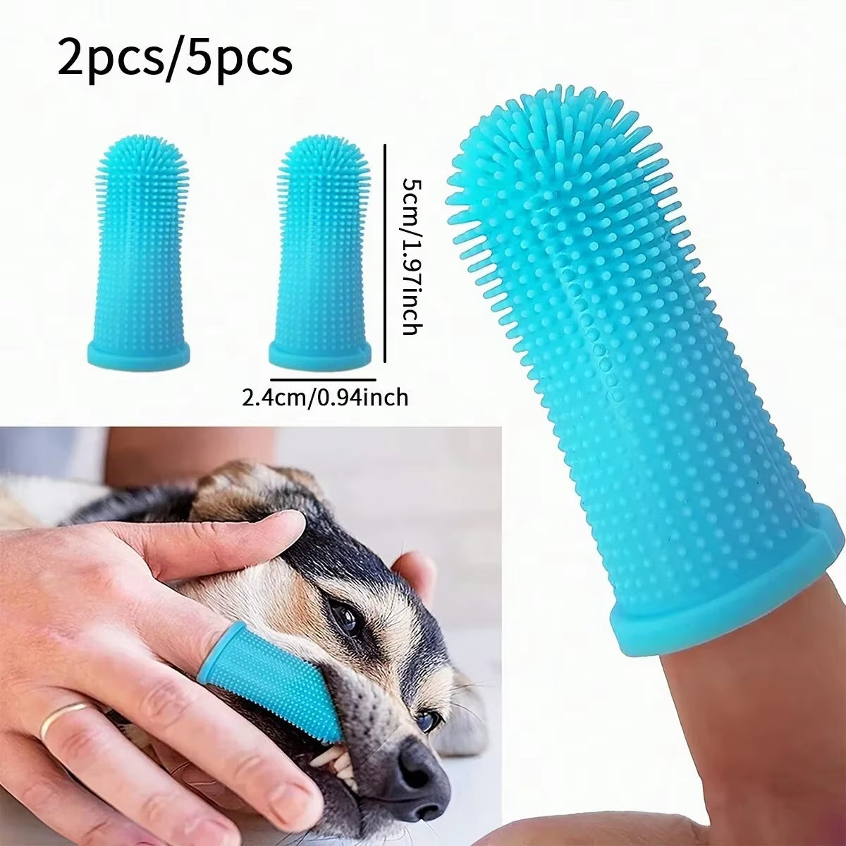 2/5Pcs Dog Toothbrush , Super Soft Nontoxic Silicone Dog Finger Toothbrush, Dog Cat Puppy Toothbrush for Teeth Cleaning