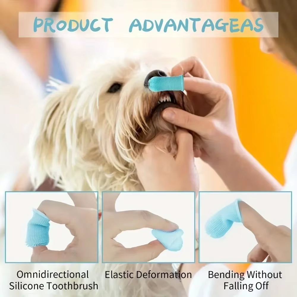 2/5Pcs Dog Toothbrush , Super Soft Nontoxic Silicone Dog Finger Toothbrush, Dog Cat Puppy Toothbrush for Teeth Cleaning