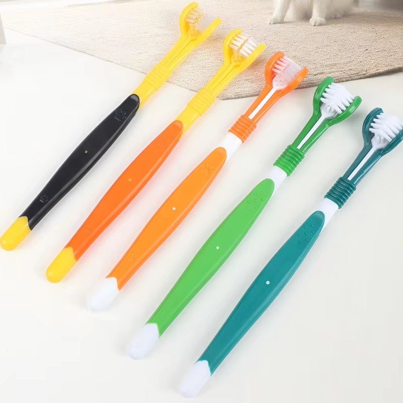 3-Sided Pet Toothbrush Dog Plastic Toothbrush Removing Bad Breath Tartar Cleaning Mouth Pet Dental Care Cat Cleaning Mouth
