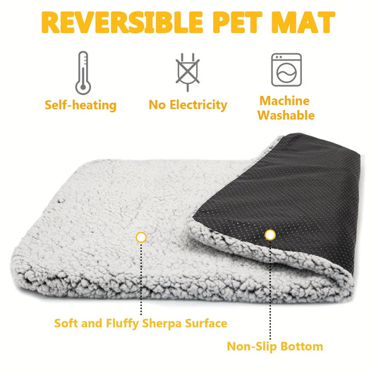 Self-Heating Pet Blanket - Washable Thermal Cushion Mat for Cats and Dogs