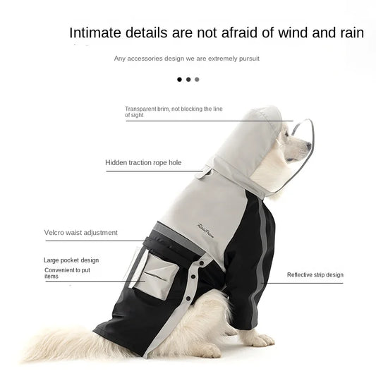 Large Reflective Poncho Dog Raincoat for Adults Waterproof Pet Clothes for Rainy Outdoor Tours Cross Border Adventures